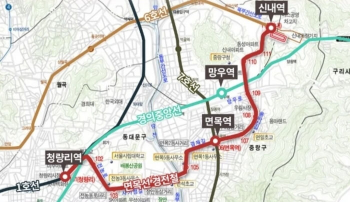 면목선 노선